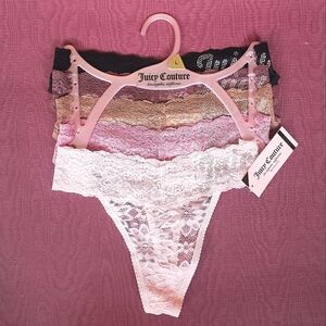 5-pack Juicy Couture Lace Thong Panties Bling Logo SizeL